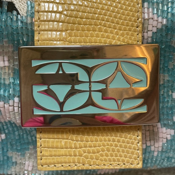 Limited Edition Vintage 2000’s Fendi Beaded & Lizzard bag with enamel buckle - Picture 4 of 15